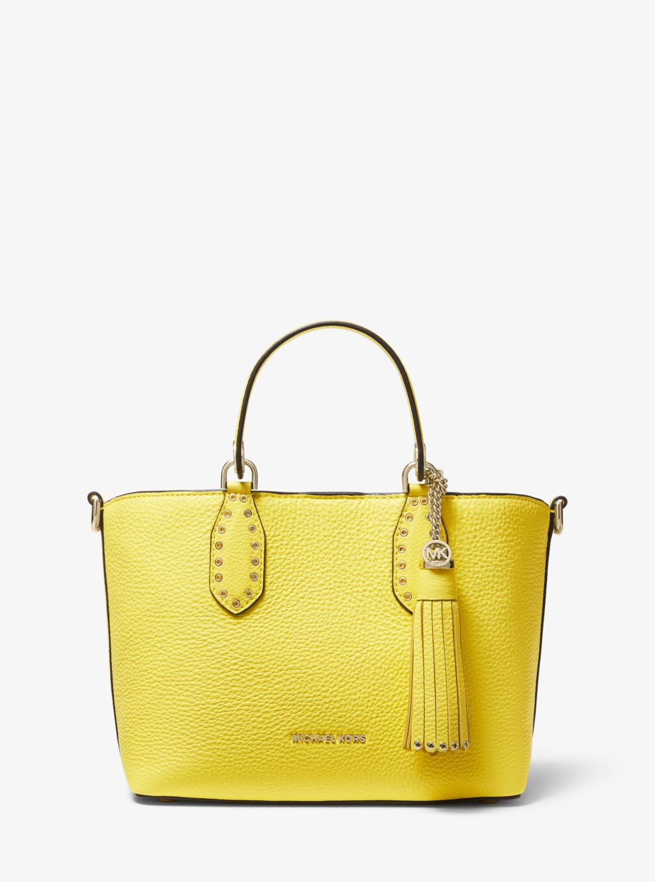 title:Michael Kors Women's Brooklyn Small Pebbled Leather Satchel;color:Sunshine