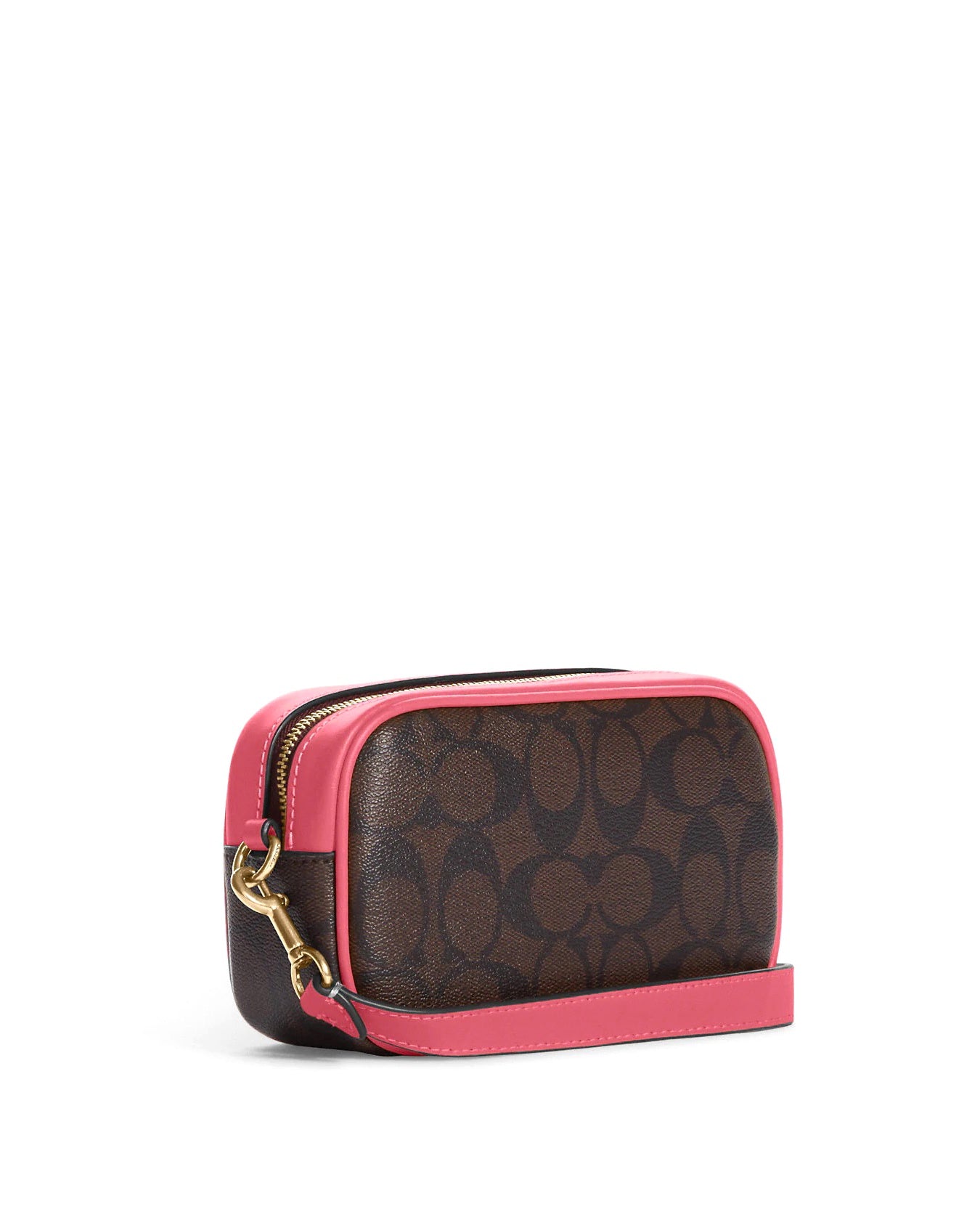 title:Coach Women's Jamie Wristlet In Signature Canvas With Varsity Motif;color:Brown / Watermelon