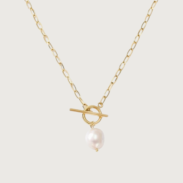 title:Freshwater Pearl Toggle Necklace;color:Gold