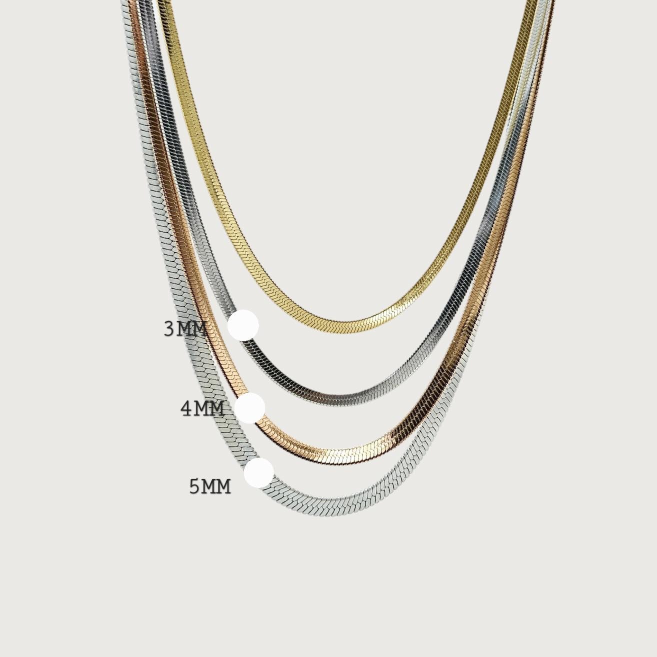 title:Elegant Herringbone 4mm Chain Necklace;color:Silver