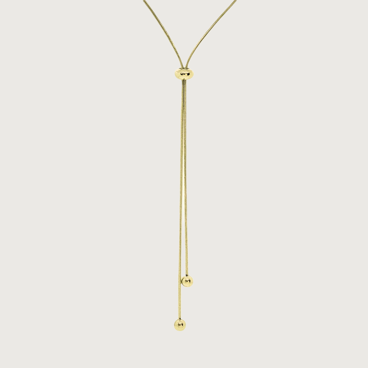 title:Double Drop Adjustable Snake Chain Necklace;color:Gold