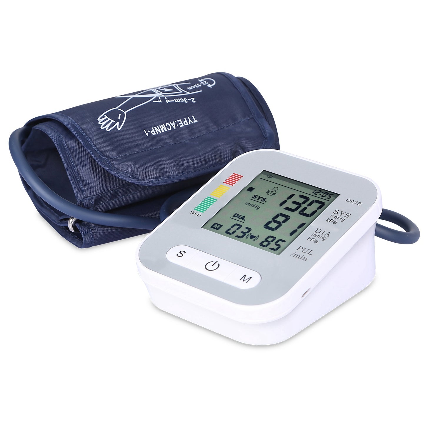 title:Digital Arm Blood Pressure Monitor LCD Digital Heart Beat BP Gauge Health Test w/Voice;color:White