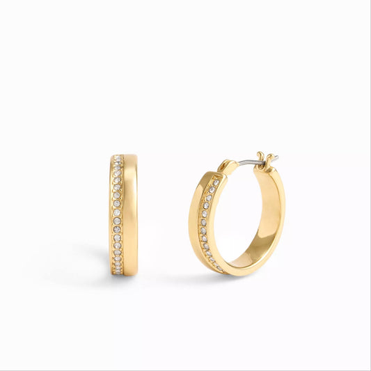 Coach Pave Hoop Earrings