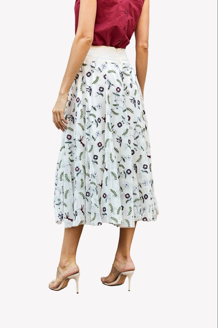 LOULOU DAMOUR Women's Mafalda Hummingbird Runway Emb. Skirt