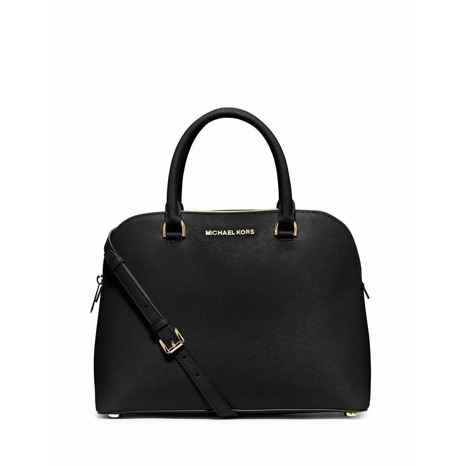 Michael Kors Women's Black Cindy Large Leather Dome Satchel - Ruumur