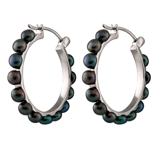 title:Splendid Pearls Sterling Silver Pearl Earrings ESR-93B;color:Black