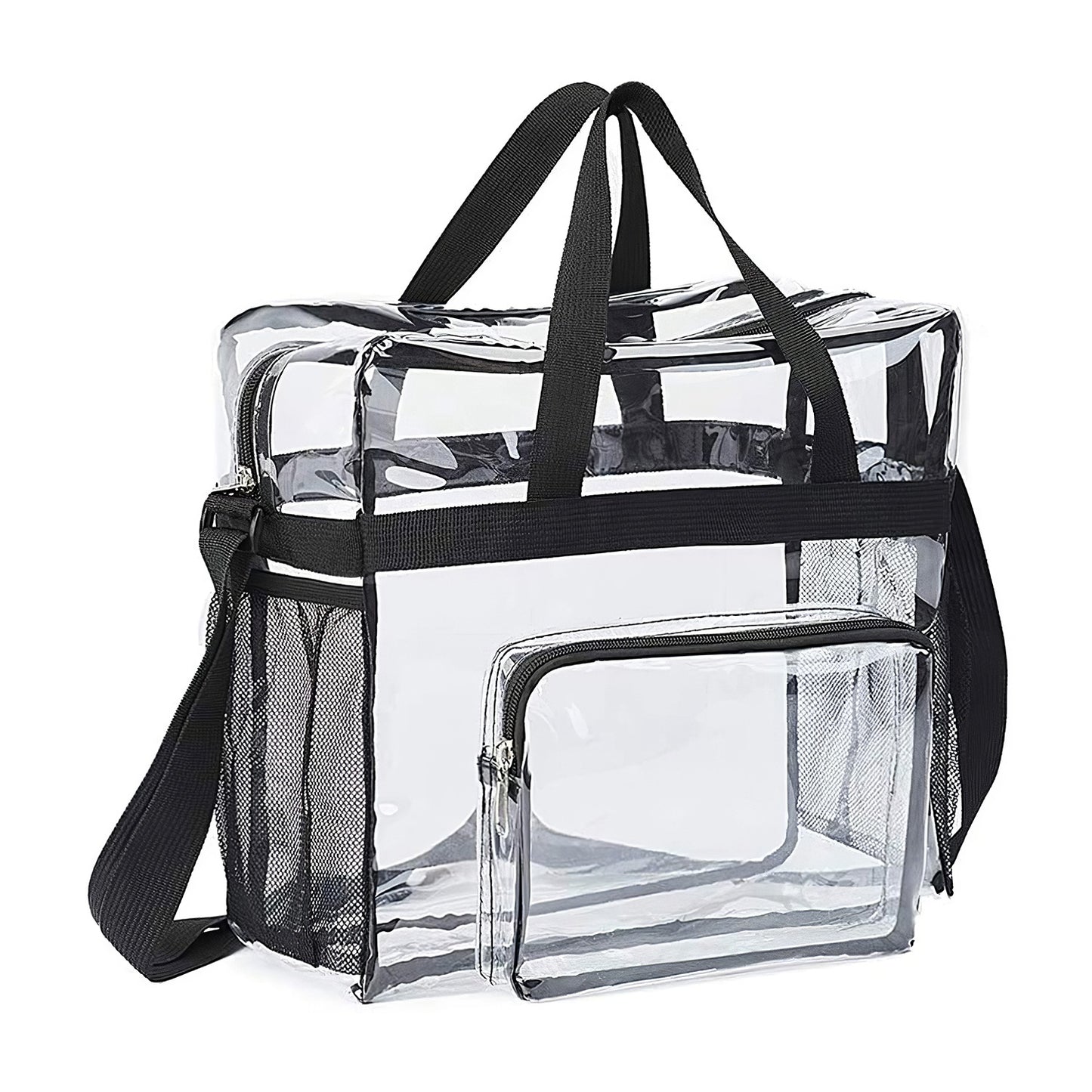 title:Clear Crossbody Bag Stadium Approved Clear Transparent Shoulder Bag See Through Zip Pouch Tote Bag Handbag with 11LBS Load;color:Black