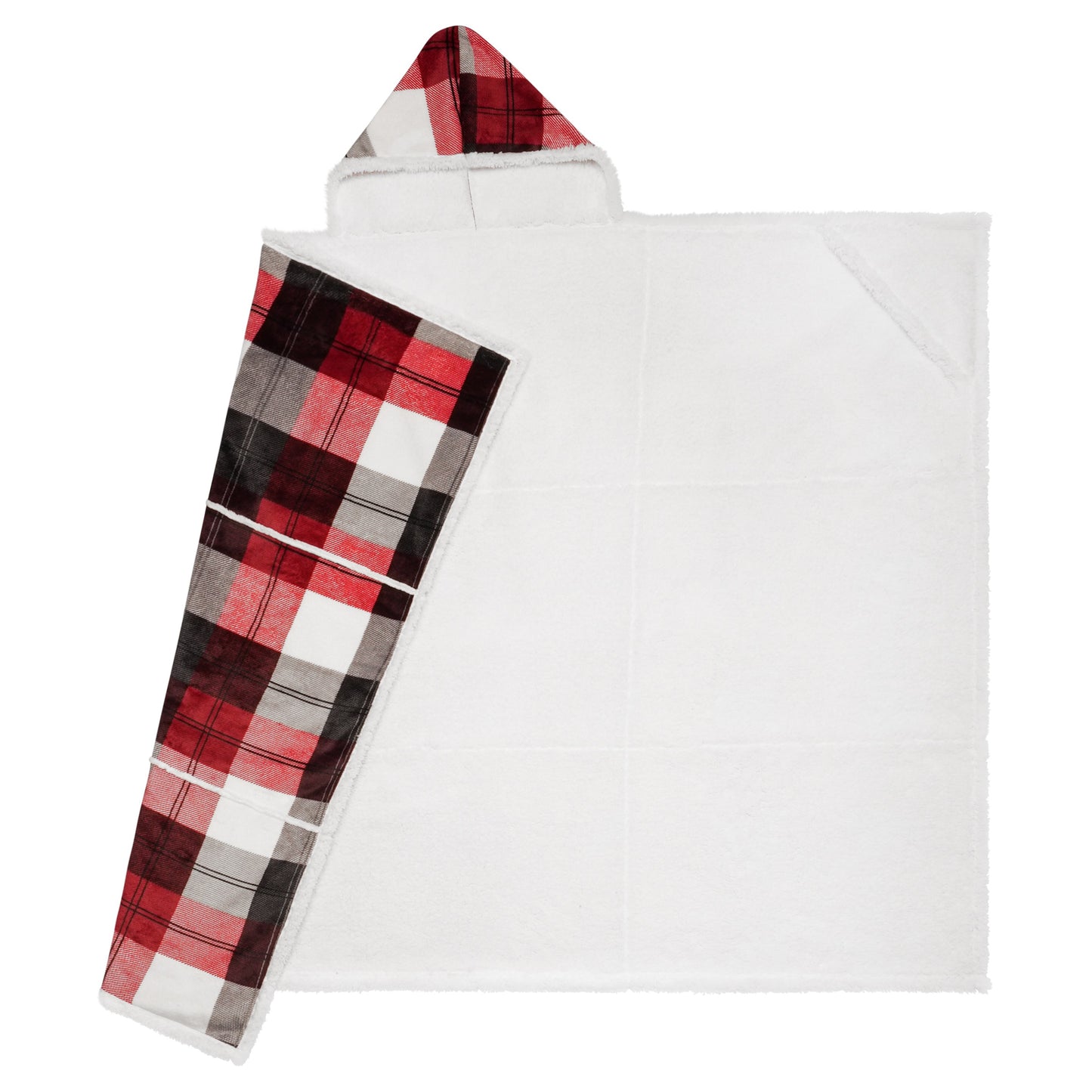 Hooded Throw Printed Flannel Winter Plaid