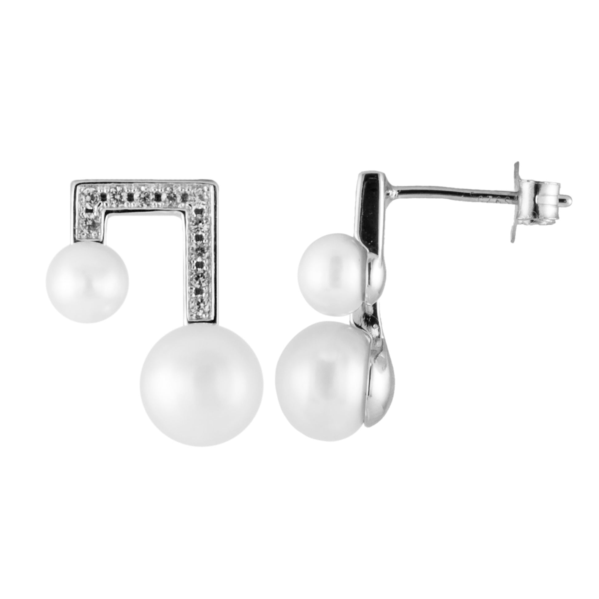 title:Splendid Pearls Sterling Silver Pearl Earrings ESR-423;color:White