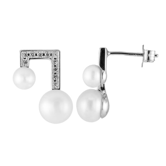 title:Splendid Pearls Sterling Silver Pearl Earrings ESR-423;color:White