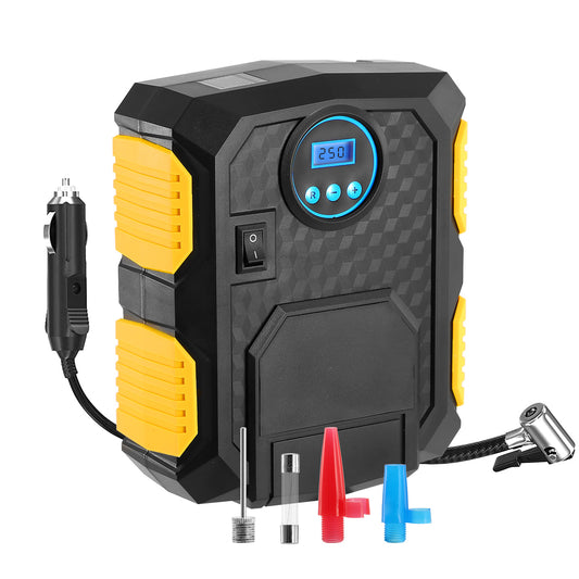 title:Tire Inflator 12V DC 120W 150PSI Tire Pump w/LCD Electric Air Compressor Pump 25L/Min Large Air Flow;color:Black