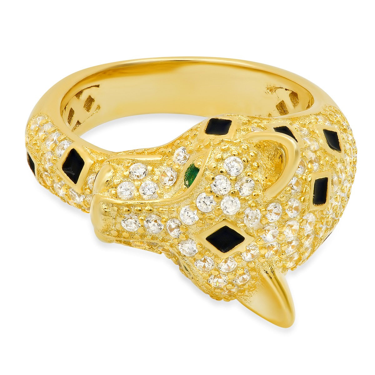 14k Gold Over Silver CZ Panther Ring