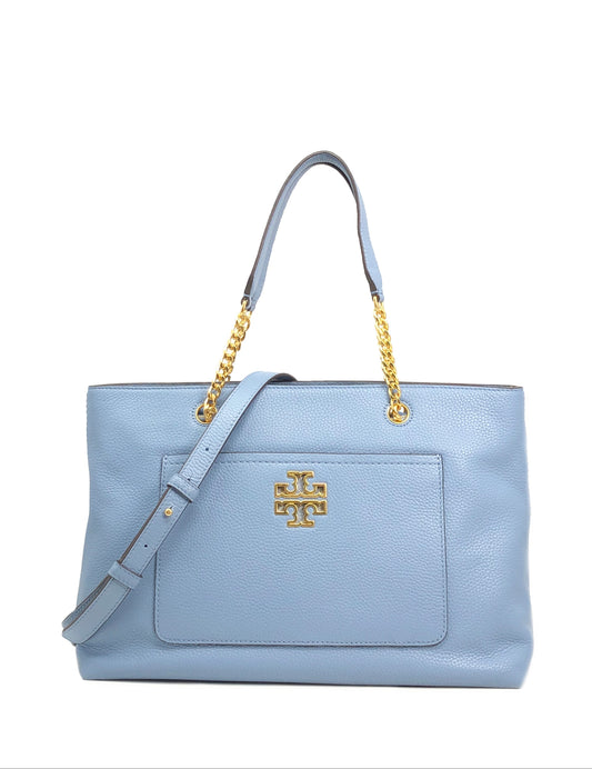 title:Tory Burch Blue Cloud Britten Satchel;color:Blue Cloud