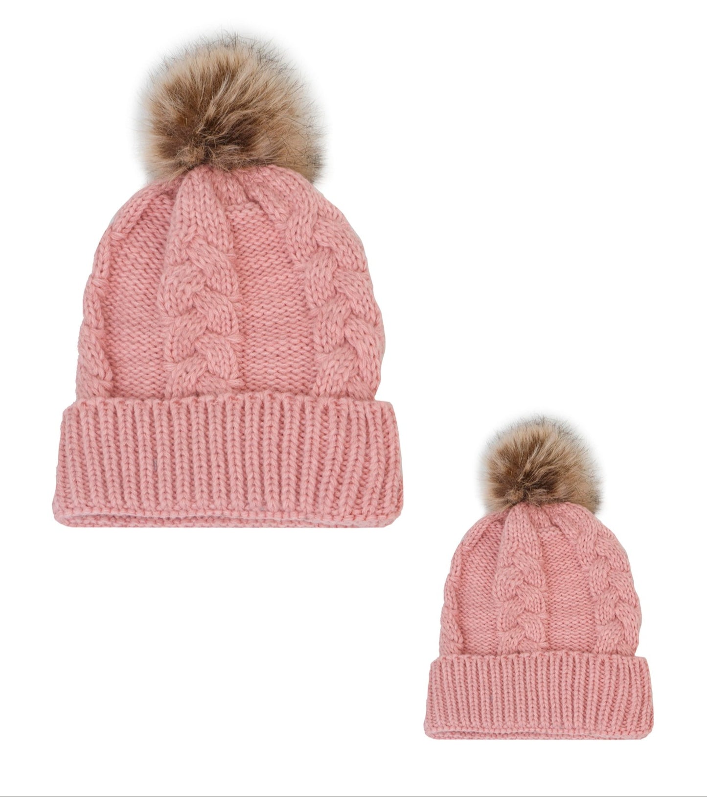 Rebecca & Rifka Mama & Mini 2 Piece Knitted Pompom Hat Gift Set(HST108S-BSH    )