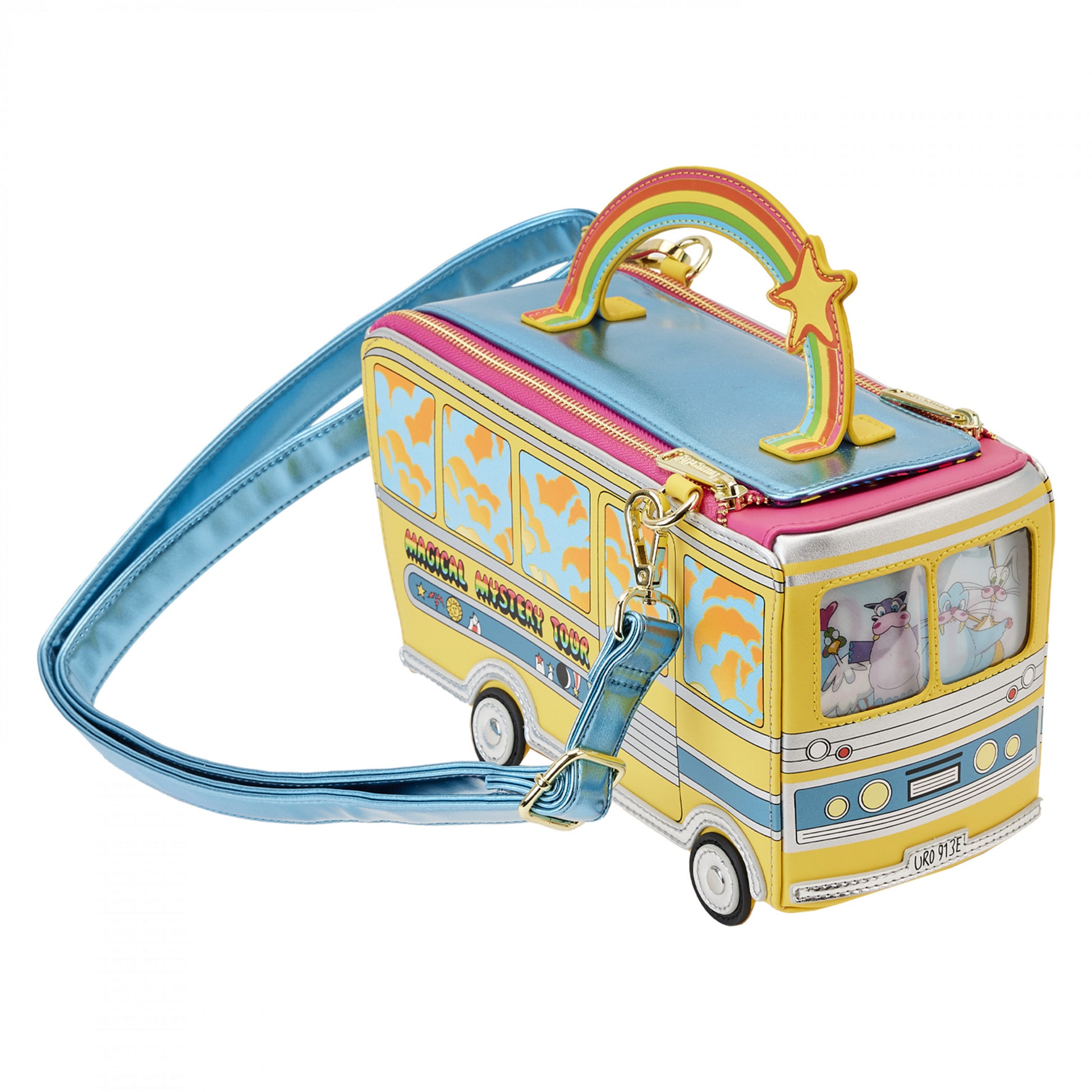 title:The Beatles Magical Mystery Tour Bus Crossbody Bag by Loungefly;color:Multi-Color