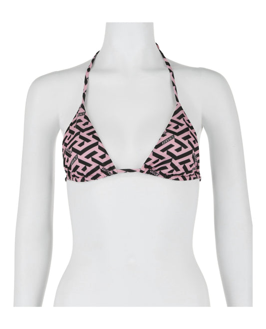 title:Versace Greca Print Triangle Bikini Top;color:Black