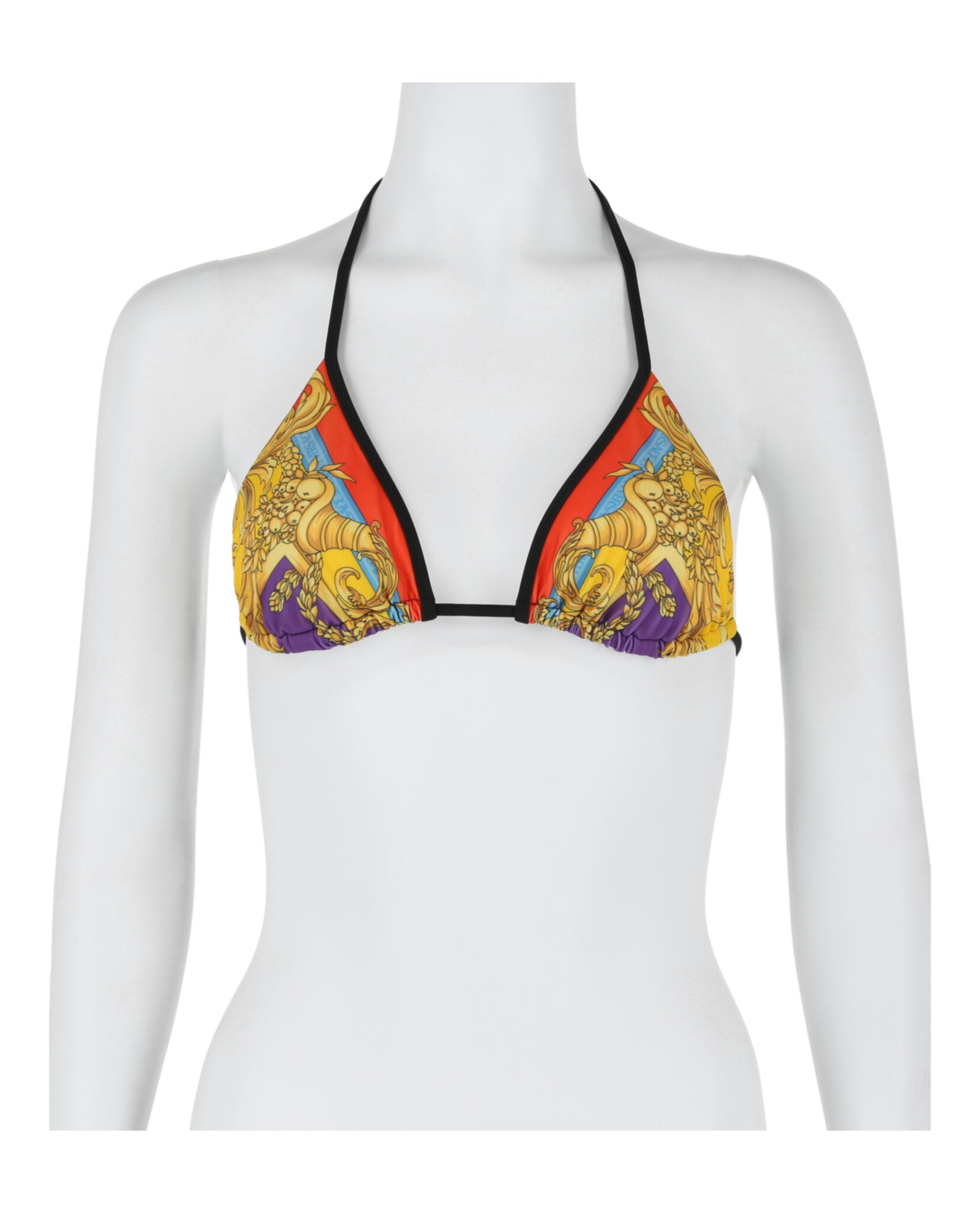 title:Versace Barocco Printed Triangle Bikini Top;color:Multi