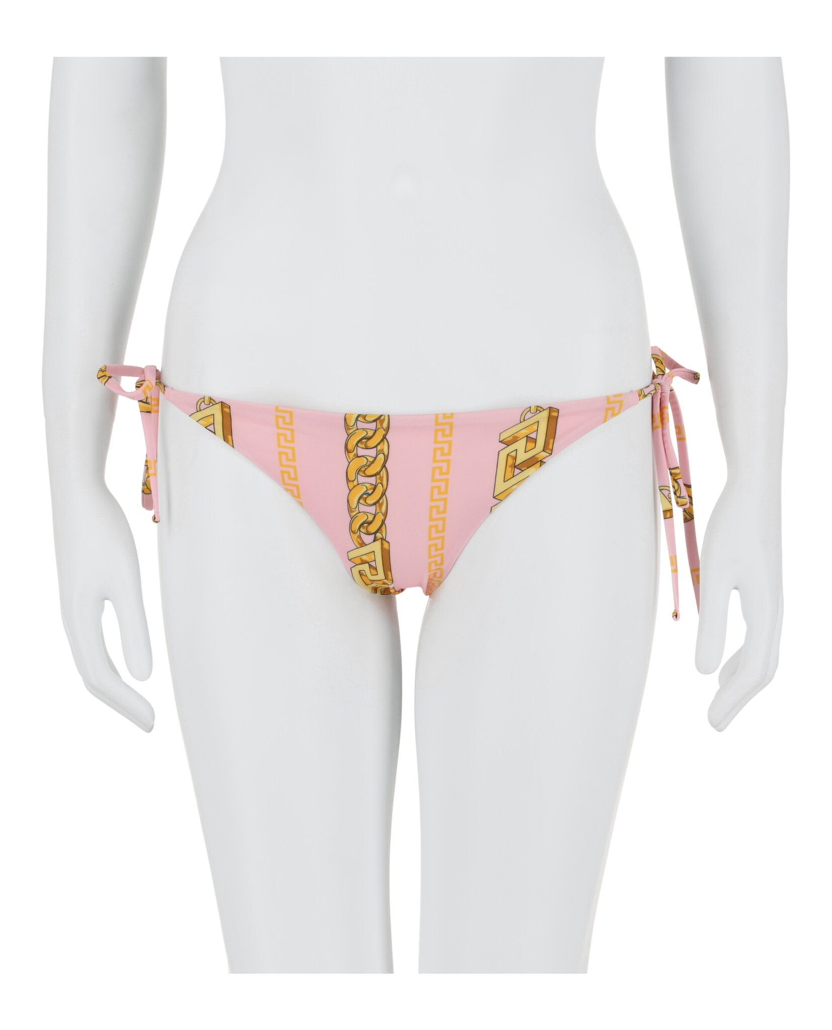 title:Versace Chain Pinstripe Bikini Bottoms;color:Pink