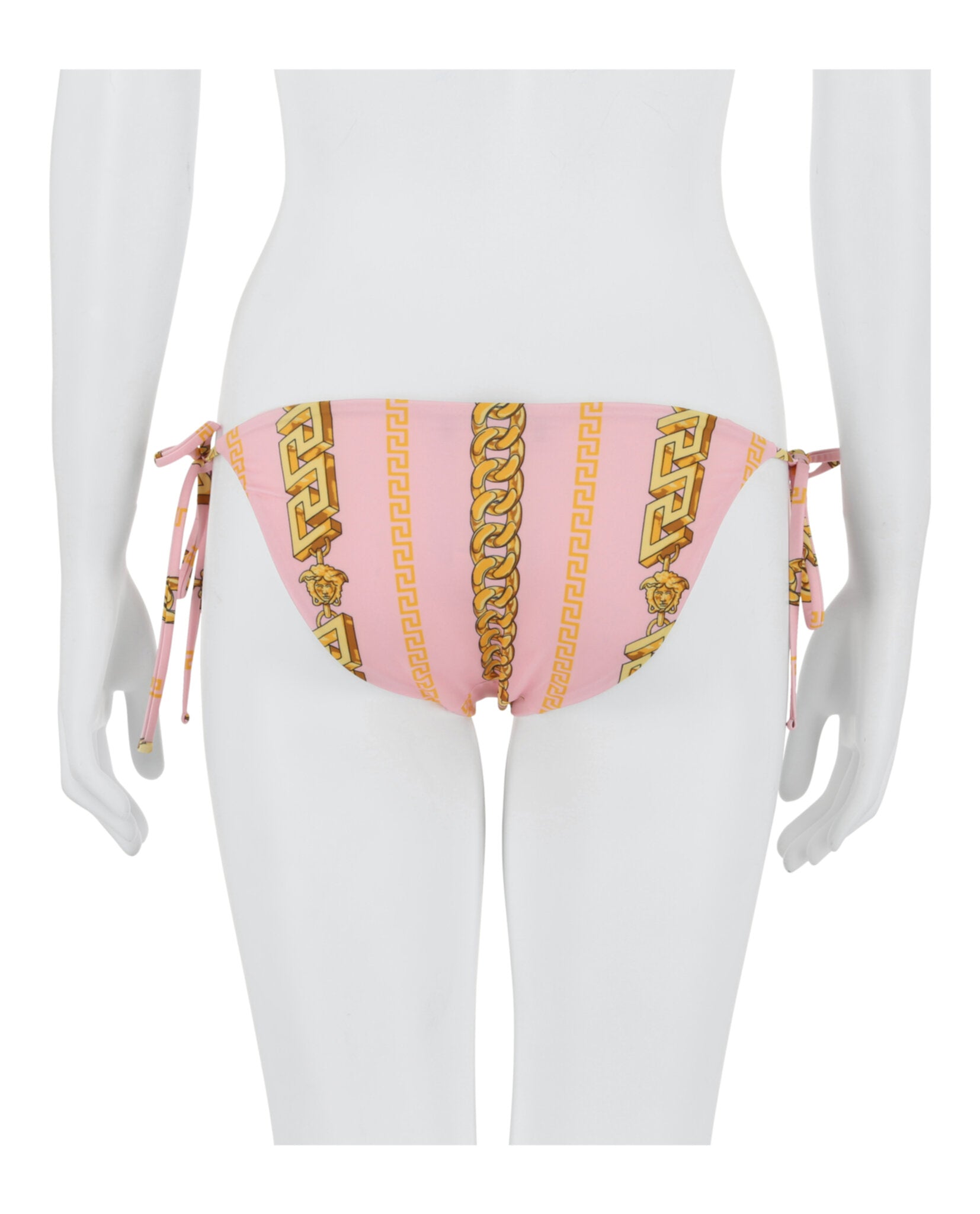 title:Versace Chain Pinstripe Bikini Bottoms;color:Pink