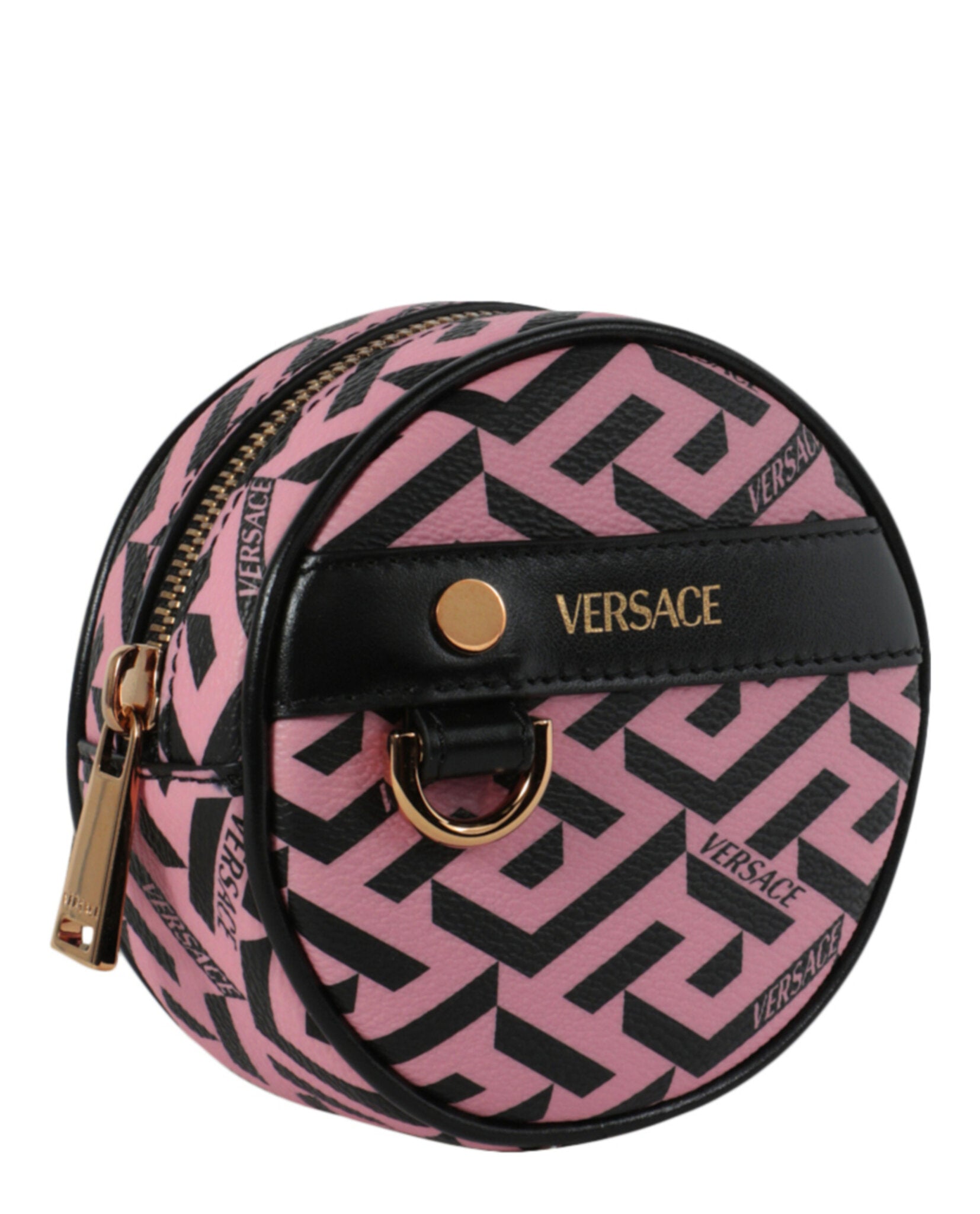 title:Versace La Greca Micro Pouch;color:Black & Pink