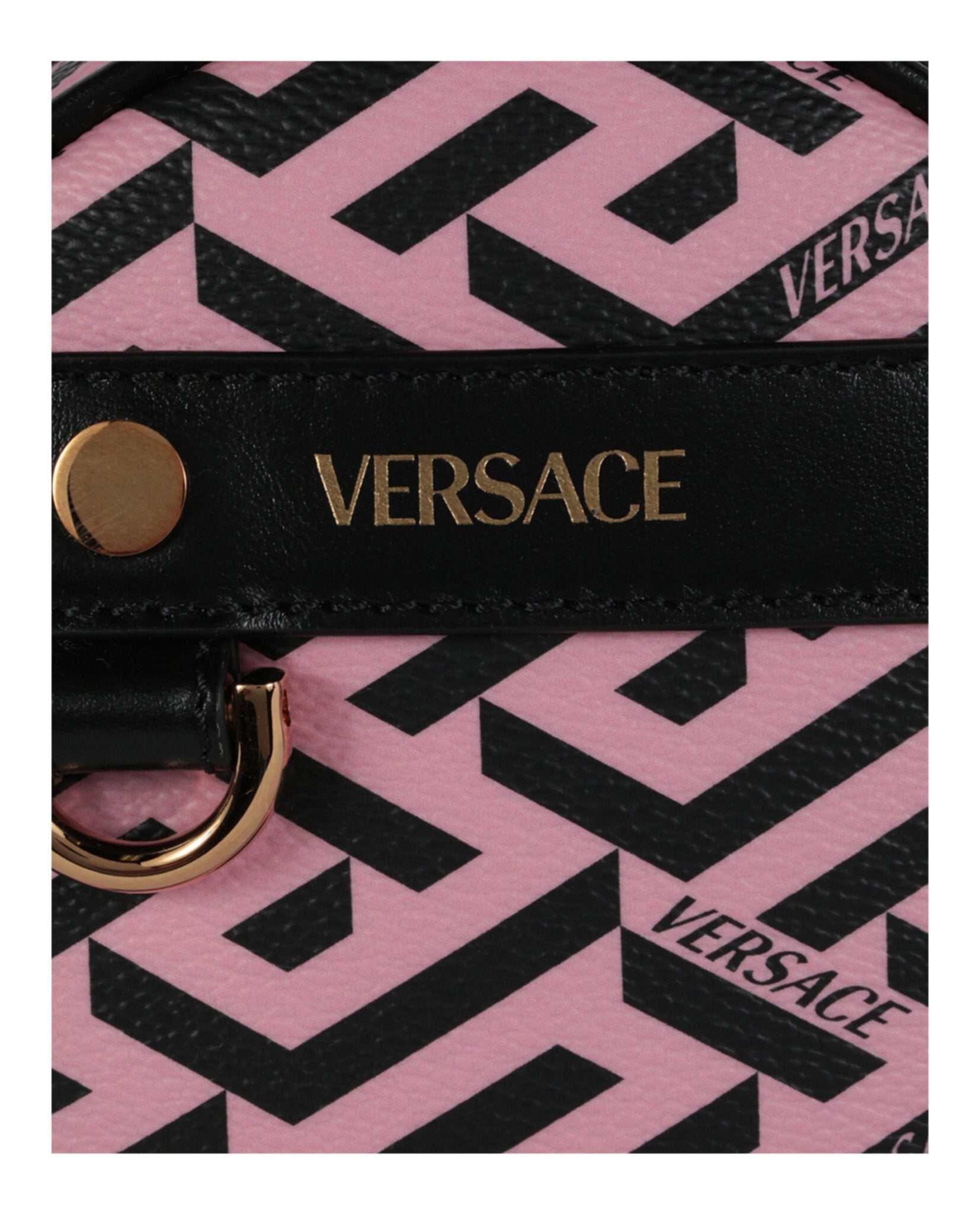 title:Versace La Greca Micro Pouch;color:Black & Pink