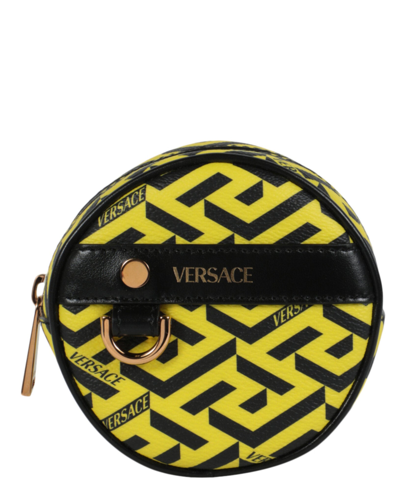 title:Versace La Greca Micro Pouch;color:Black & Yellow