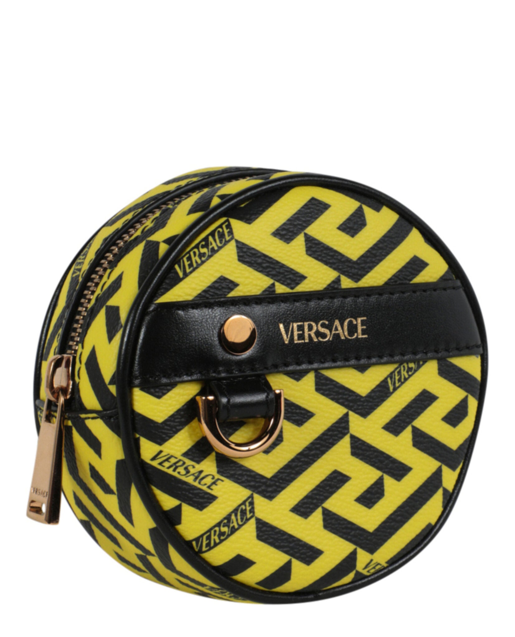 title:Versace La Greca Micro Pouch;color:Black & Yellow