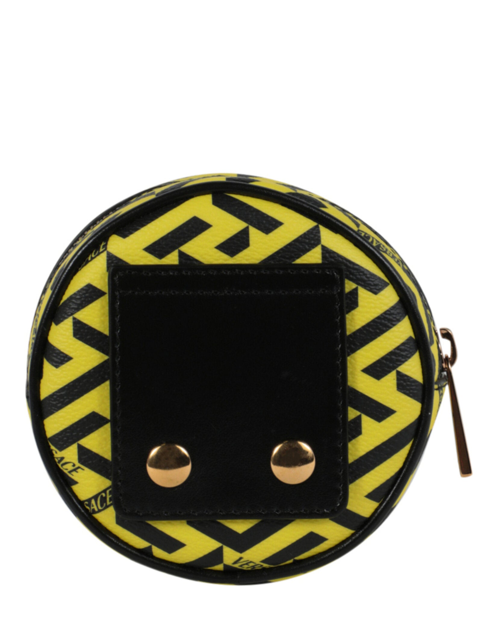 title:Versace La Greca Micro Pouch;color:Black & Yellow