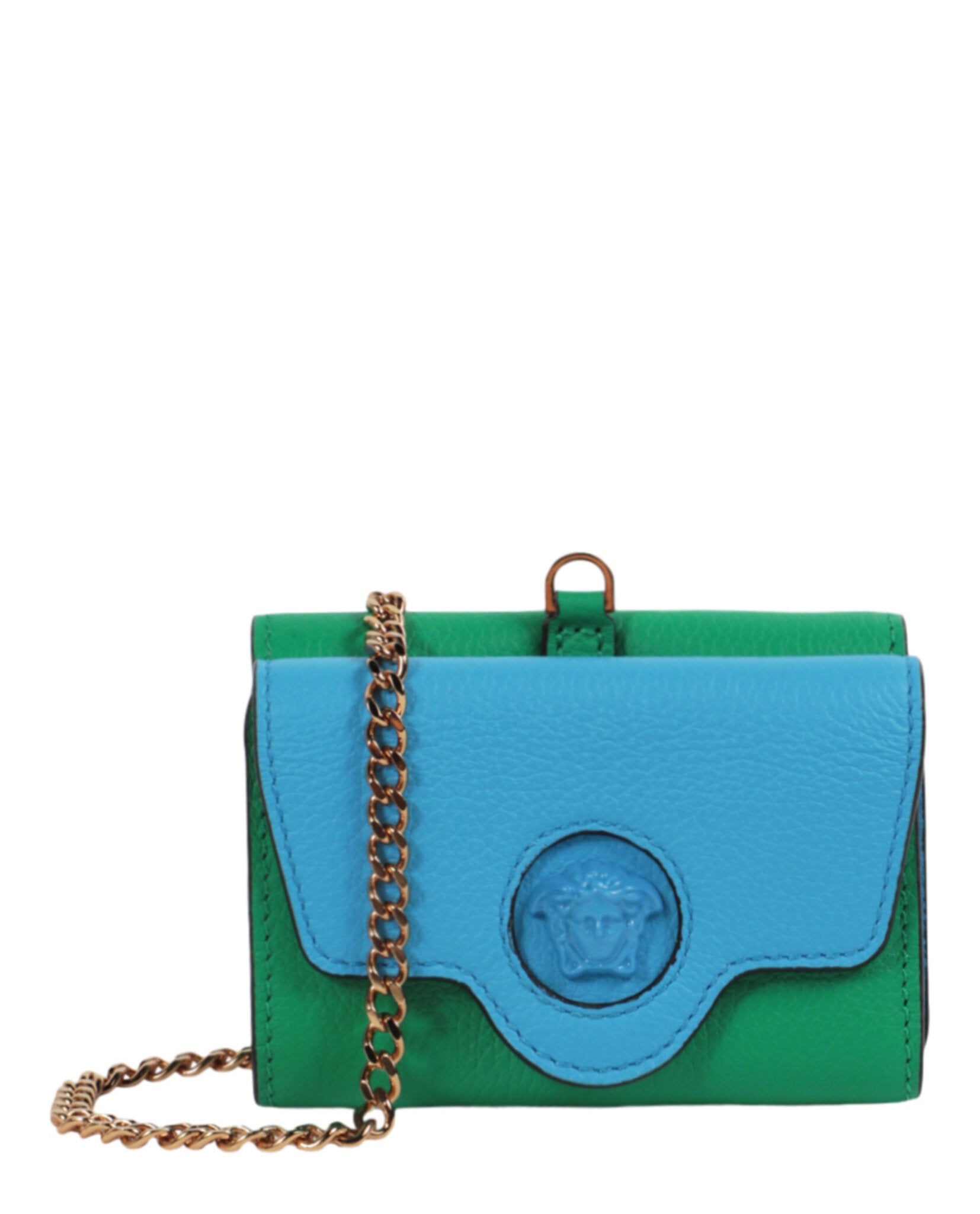 title:La Medusa Tri-Fold Chain Wallet;color:Blue