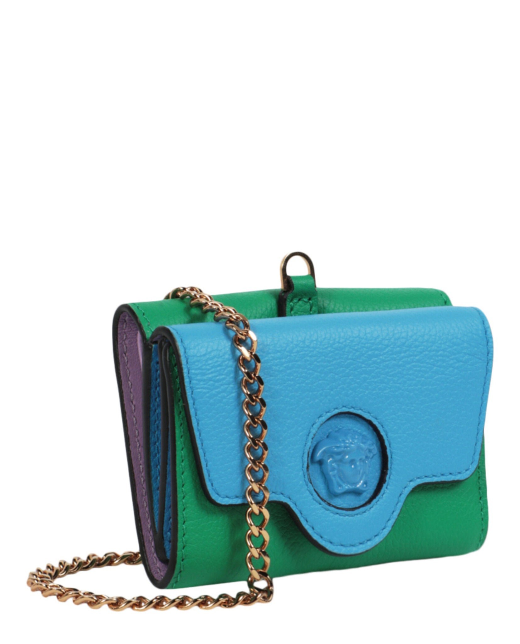 title:La Medusa Tri-Fold Chain Wallet;color:Blue