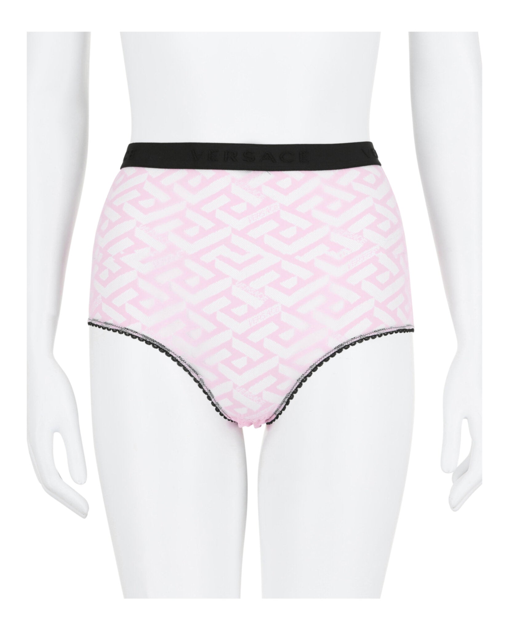 title:Versace La Greca-Print Tulle Briefs;color:Pink