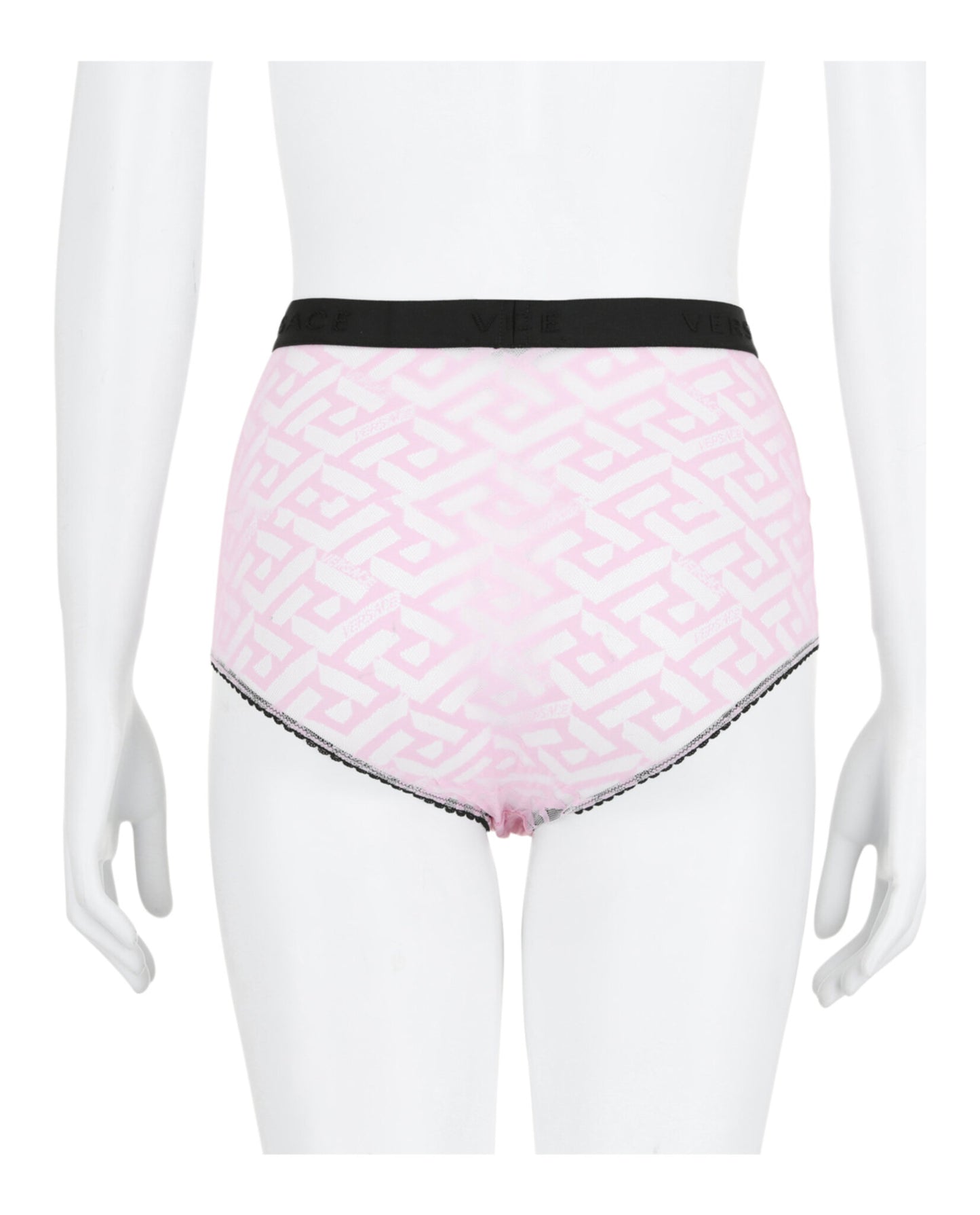 title:Versace La Greca-Print Tulle Briefs;color:Pink