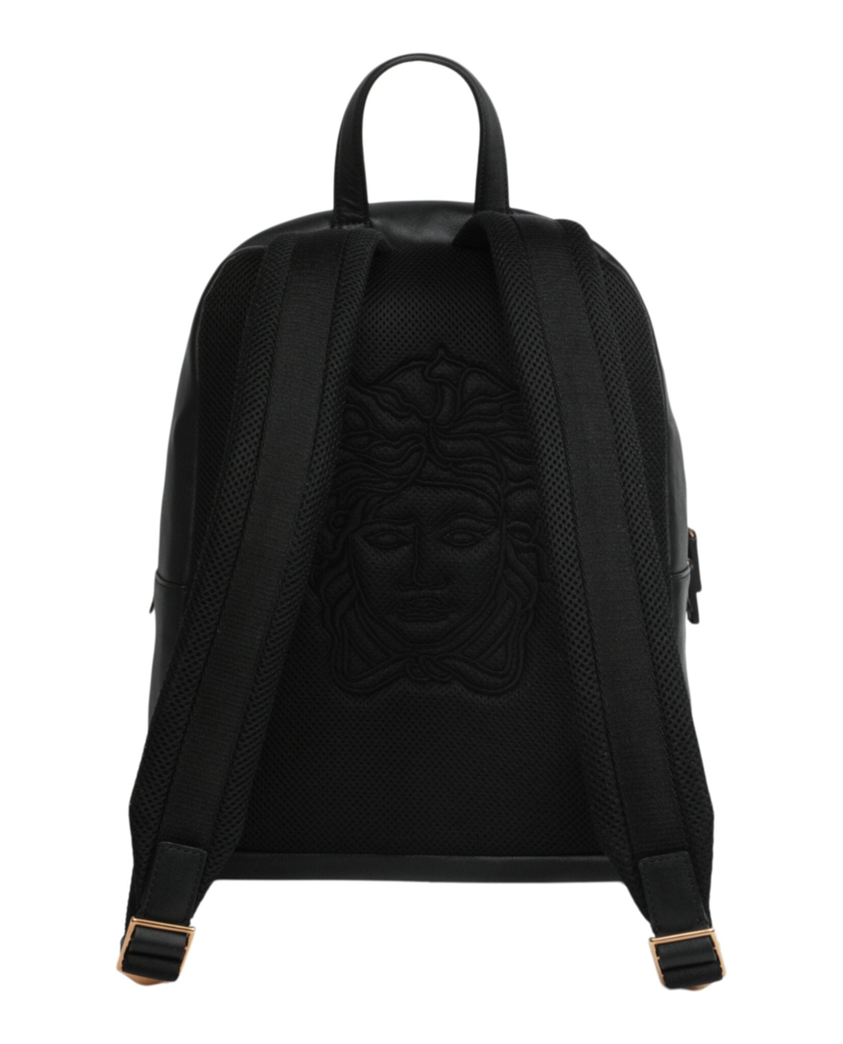 title:Medusa Biggie Leather Backpack;color:Black Gold