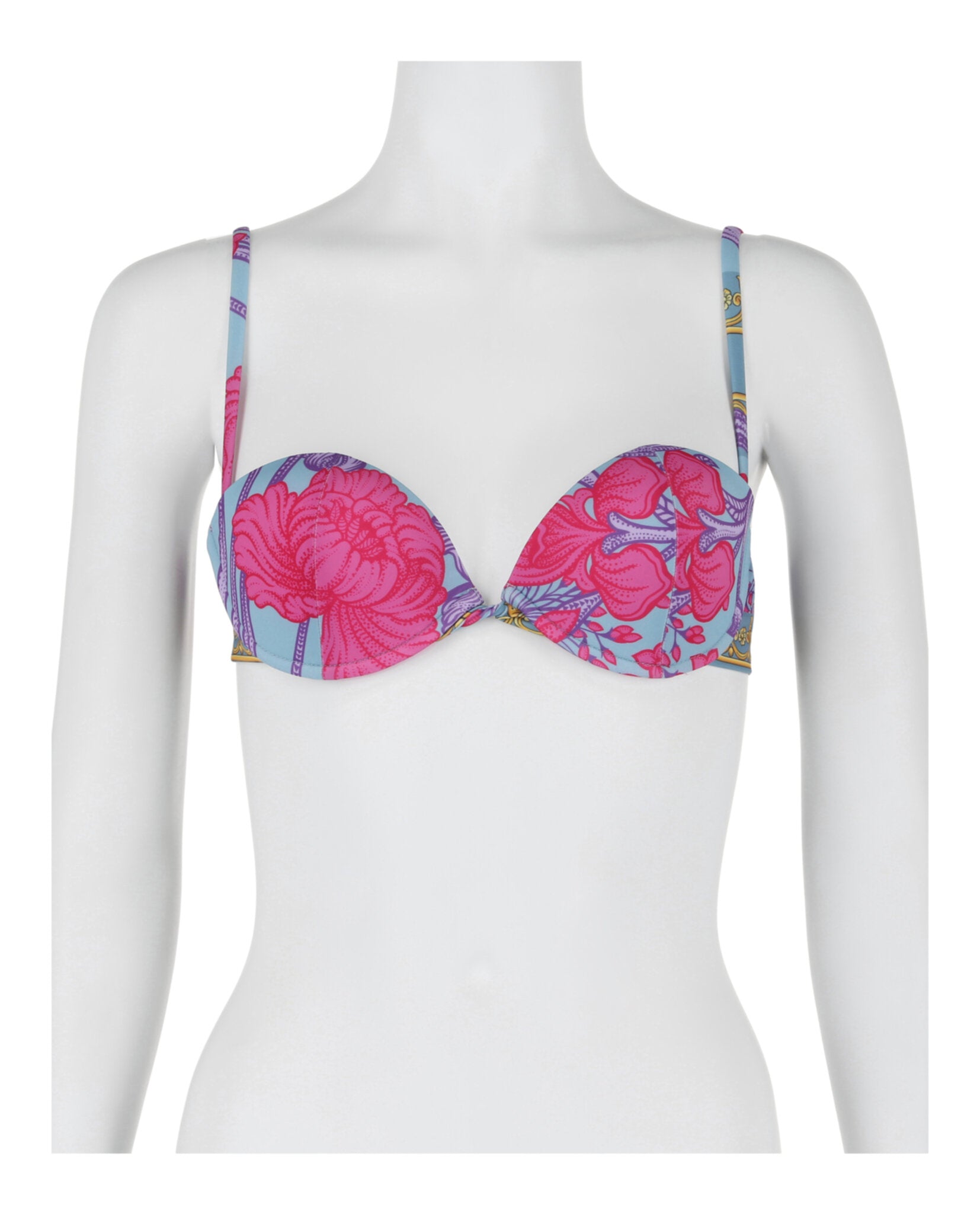 title:Versace Bouquet Printed Molded Bikini Top;color:Multi