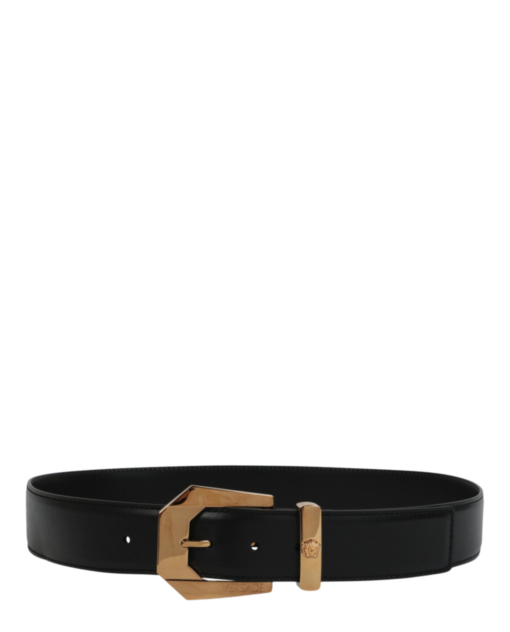 title:Medusa Heritage Leather Belt;color:Black Gold