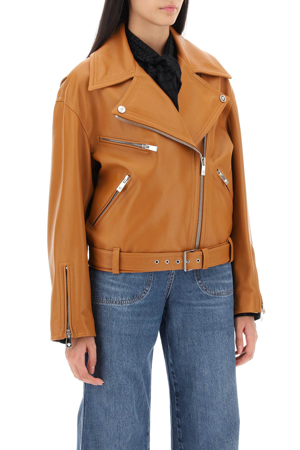 Versace Biker Jacket In Leather