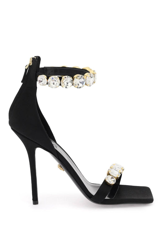 Versace Satin Sandals With Crystals