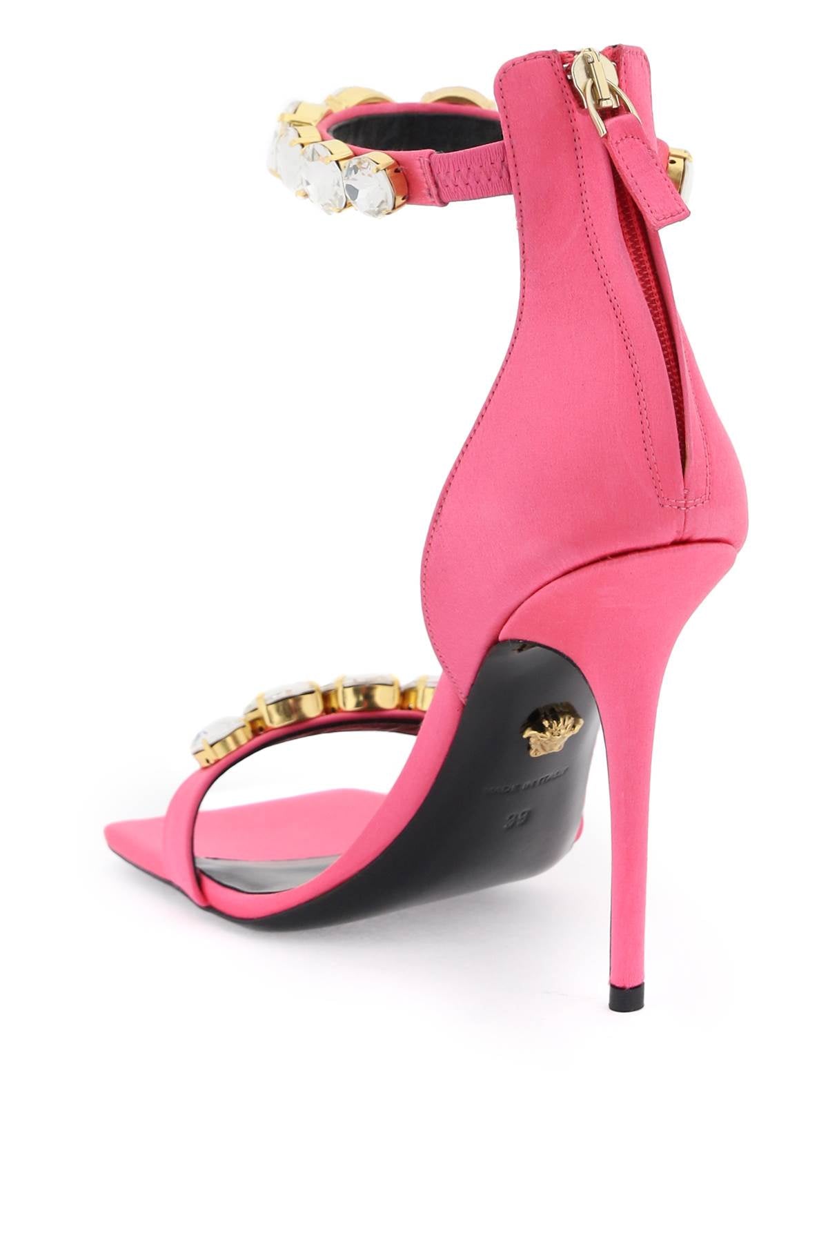 Versace Satin Sandals With Crystals