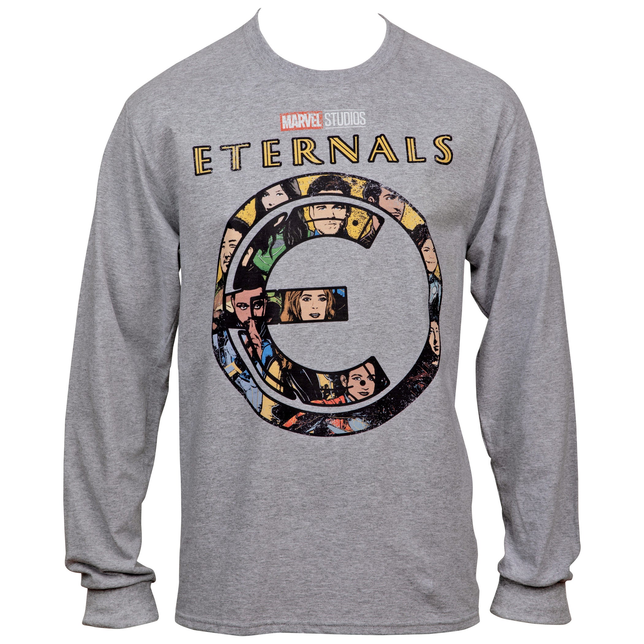 title:Marvel The Eternals Symbol Classic Characters Profiles Long Sleeve T-Shirt;color:Grey