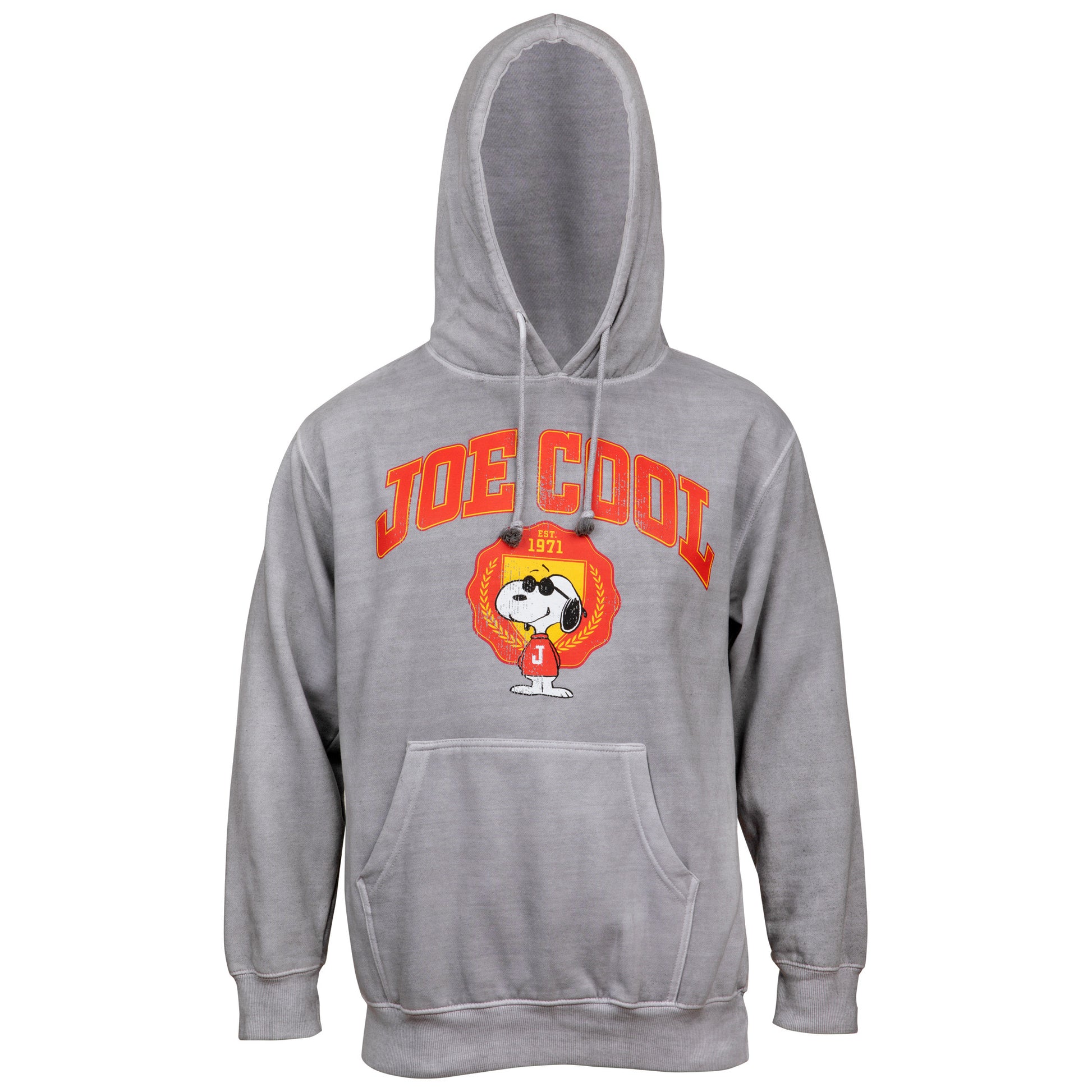 title:Peanuts Snoopy Dog Joe Cool Hooded Sweatshirt;color:Grey