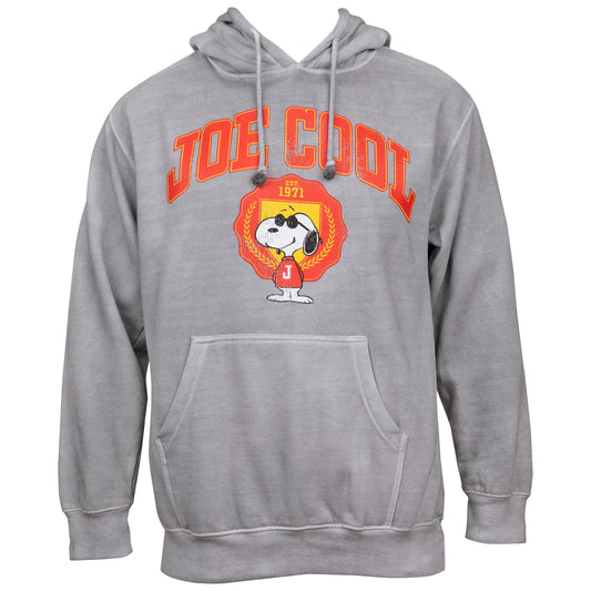 title:Peanuts Snoopy Dog Joe Cool Hooded Sweatshirt;color:Grey