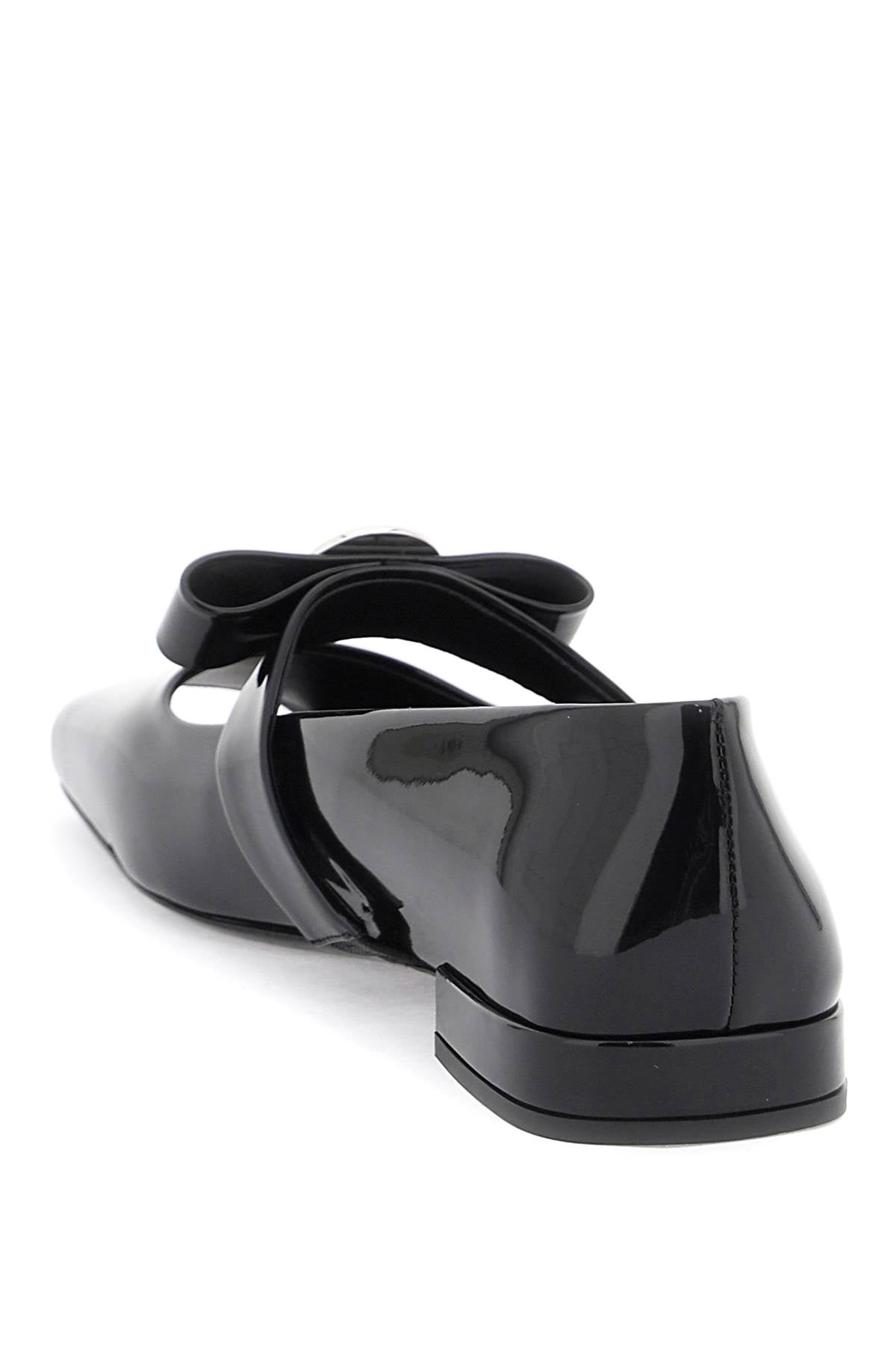 Versace Open-Toe Ballet Flats In Gianni Ribbon