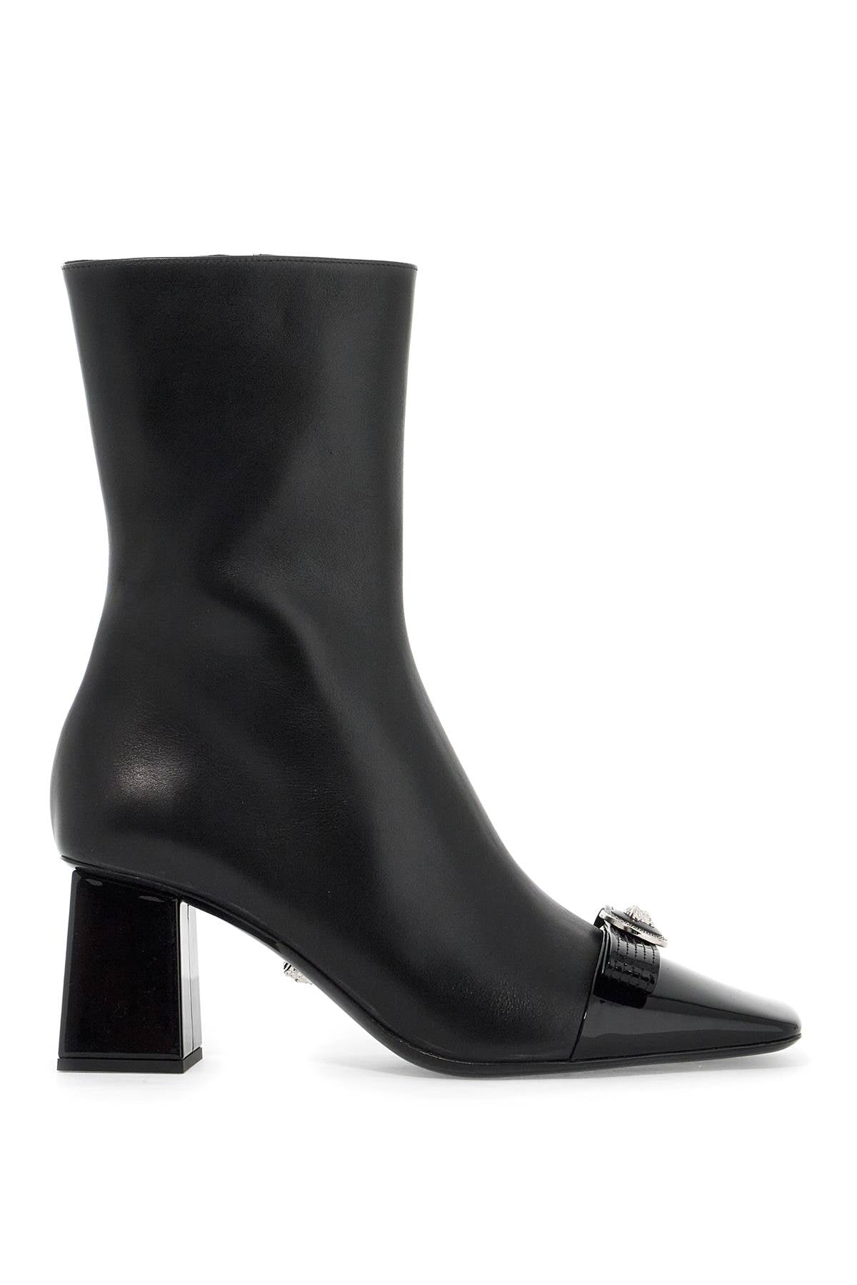 Versace Gianni Ribbon Leather Ankle Boots With