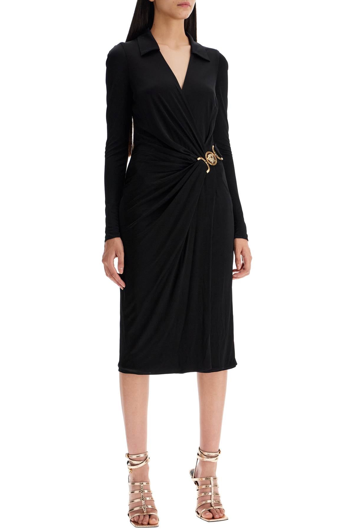 Versace Draped Jersey Dress With