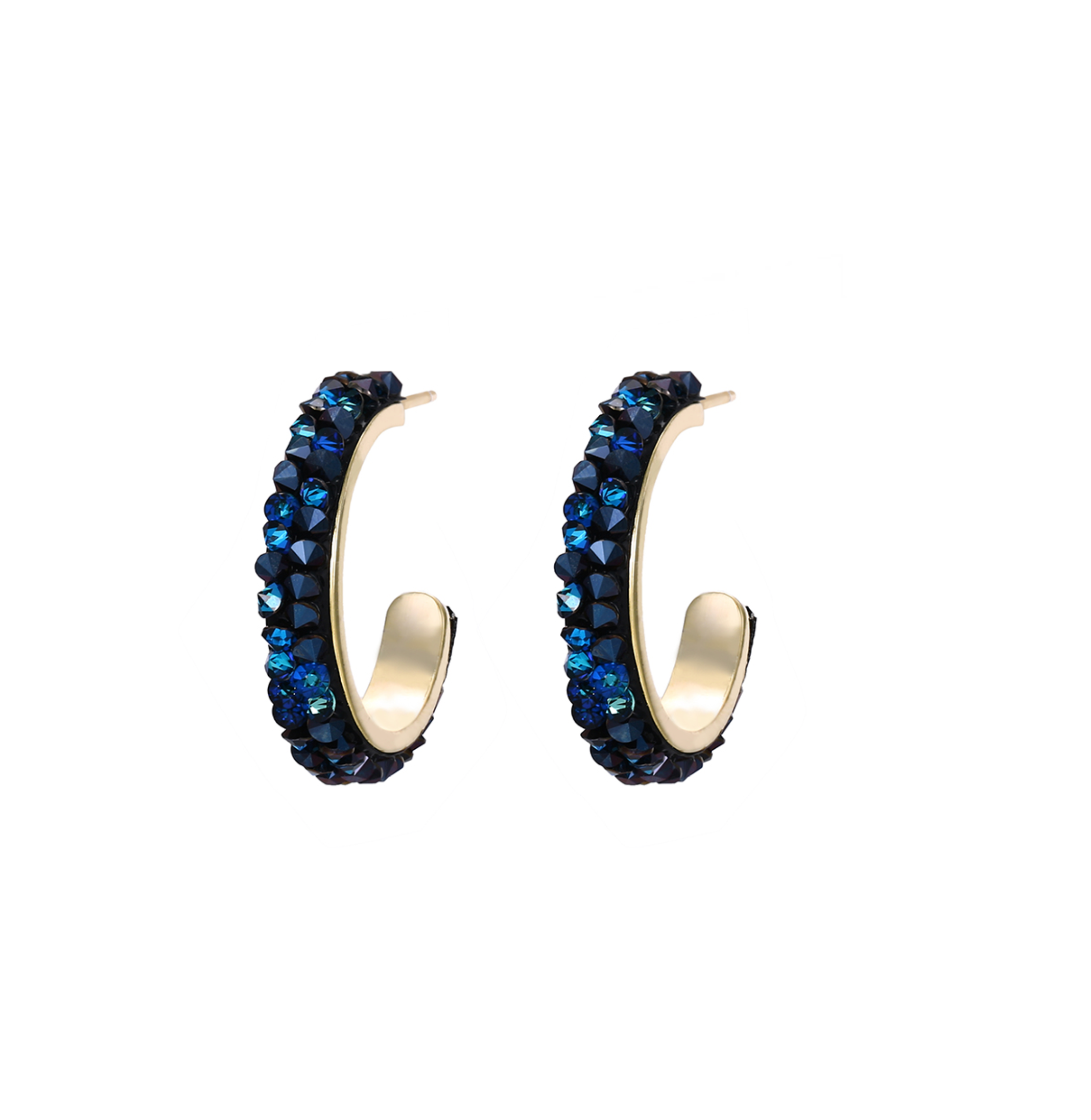 Clustered Crystal Pave Hoop Earrings - Ruumur