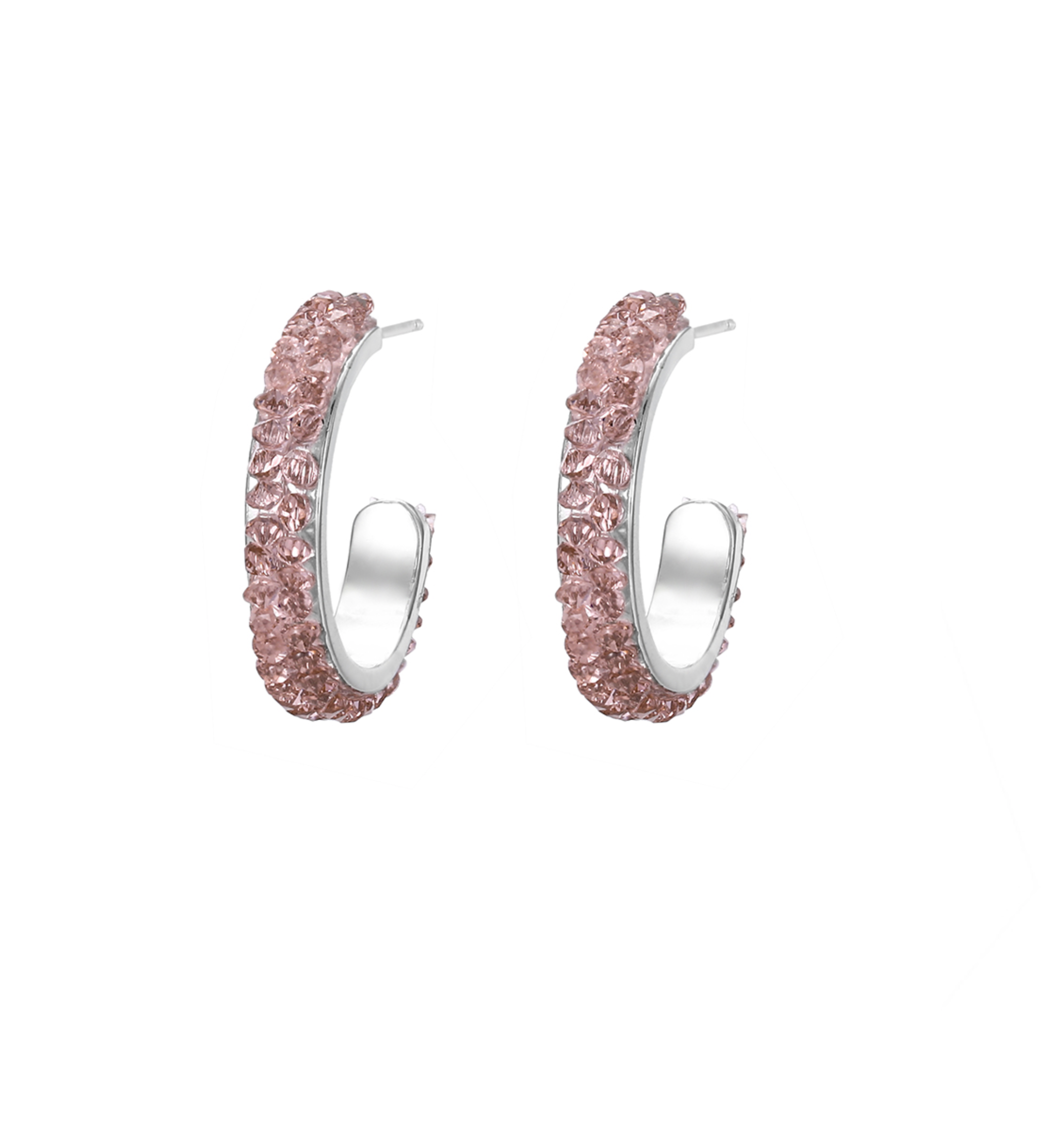 Clustered Crystal Pave Hoop Earrings - Ruumur