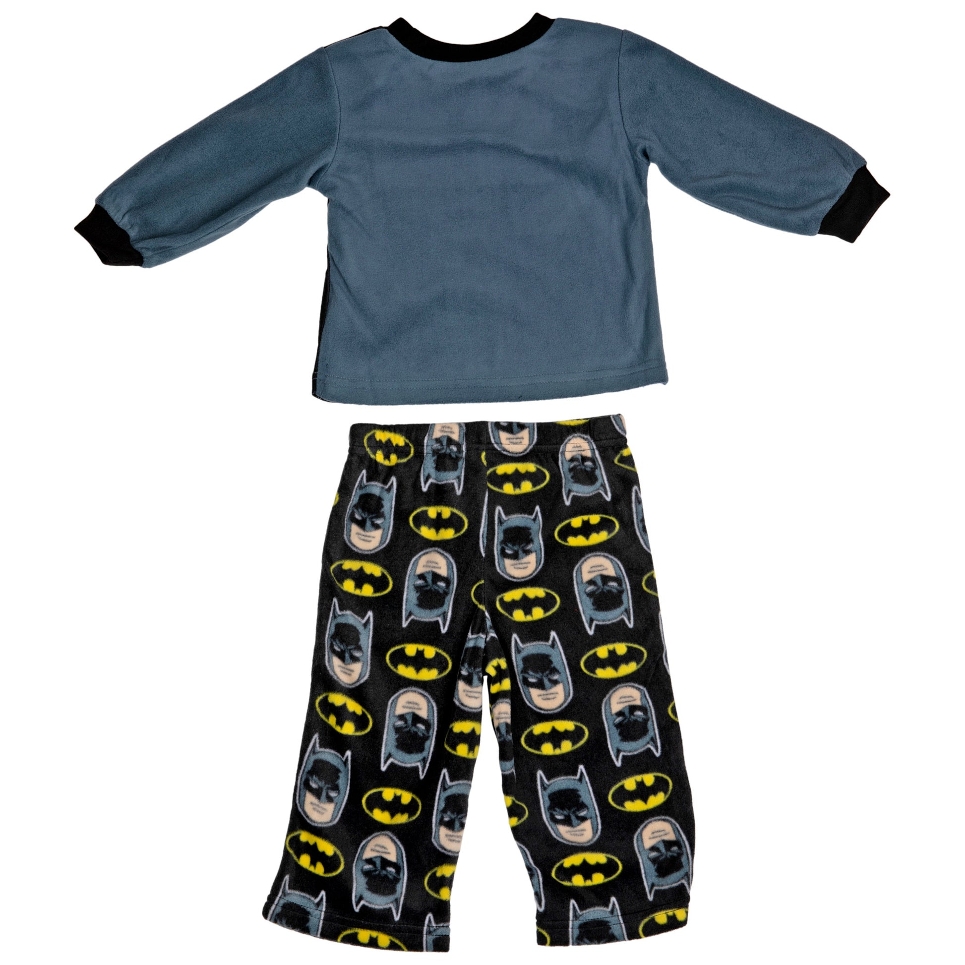 title:Batman Hero Pose and All Over Heads and Symbols Infant Pajama Set;color:Multi-Color