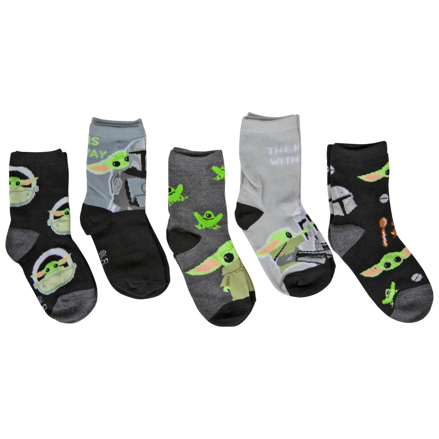 title:Star Wars The Mandalorian Grogu Boy's Variety Crew Socks 5-Pack;color:Multi-Color