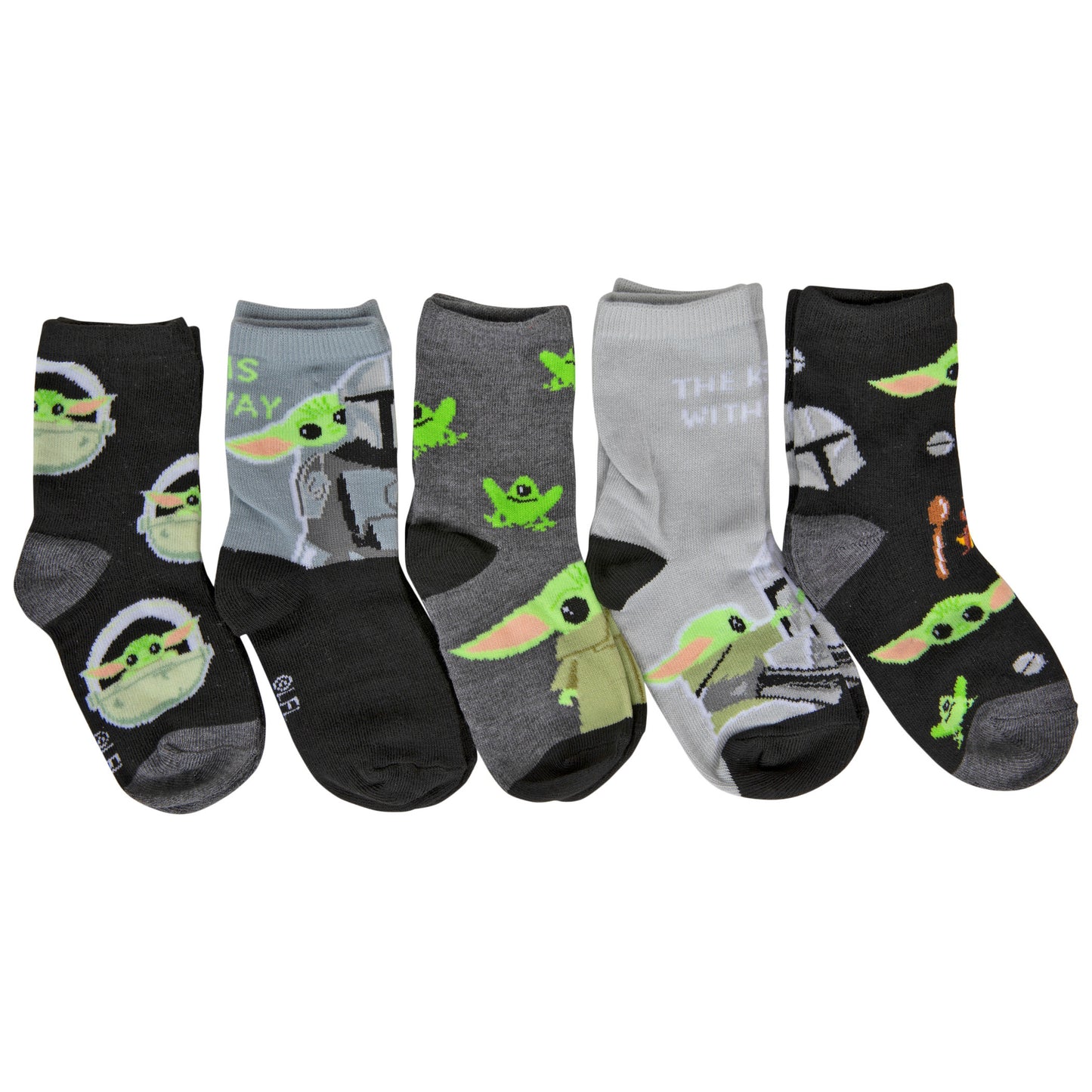 title:Star Wars The Mandalorian Grogu Boy's Variety Crew Socks 5-Pack;color:Multi-Color