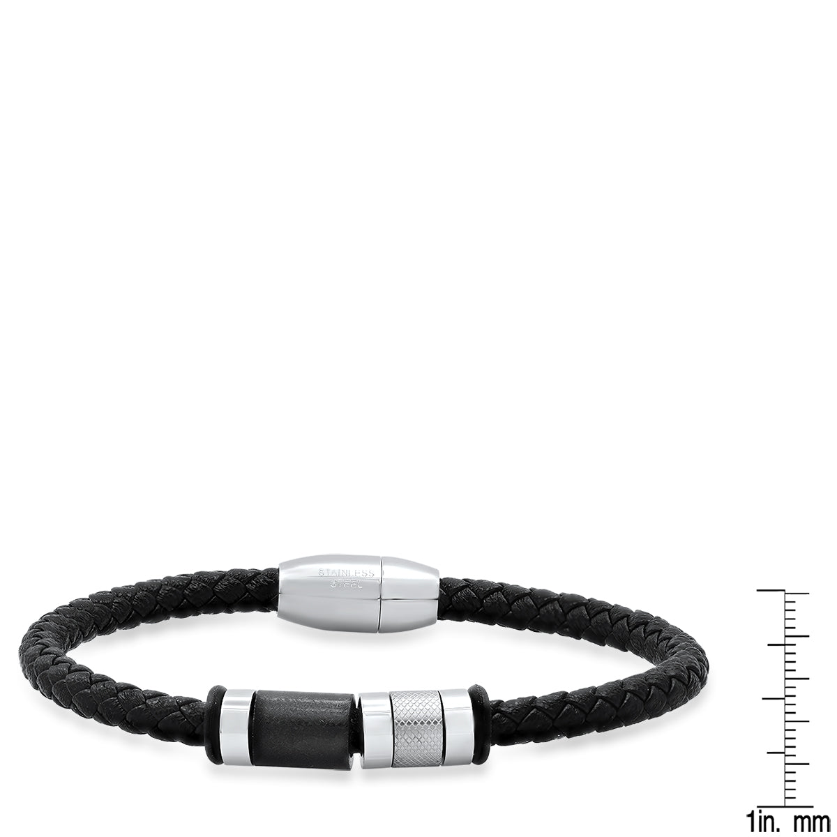 SteelTime Ying Yang Braided Leather Bracelet